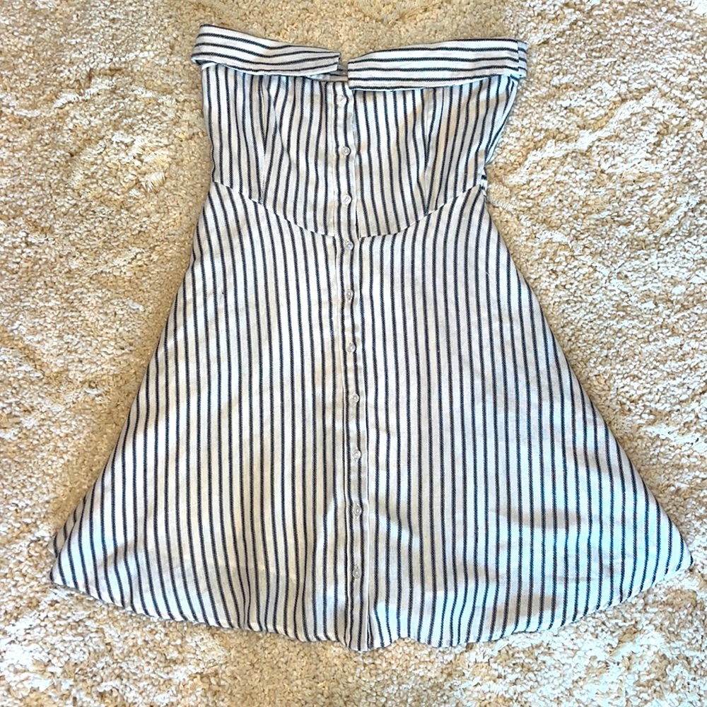 strapless striped button up dress